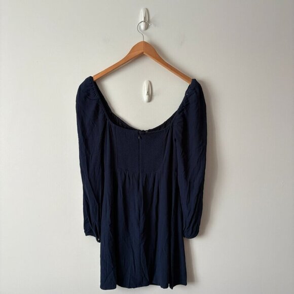 Aritzia Sunday Best Deliah Smocked Mini Dress Navy Blue Size Small - Picture 5 of 8